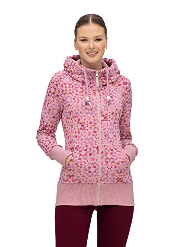 Ragwear NESKA Mosaic Zip Damen Frauen Kapuzenpulli,Zip Hoodie,Sweatjacke,Stehkragen,Seitentaschen,Rosa,S von Ragwear