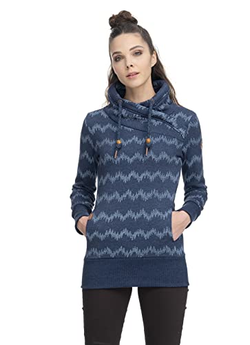 Ragwear NESKA Print Damen Frauen Kapuzenpulli,Kapuzenpullover,Hoodie,Stehkragen,warm,Seitentaschen,Blau,M von Ragwear