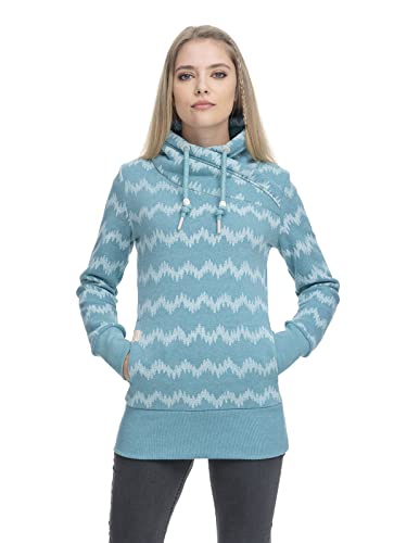 Ragwear NESKA Print Damen Frauen Kapuzenpulli,Kapuzenpullover,Hoodie,Stehkragen,warm,Seitentaschen,Grün,XS von Ragwear