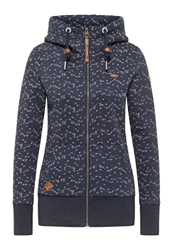 Ragwear NESKA Print Zip Damen Frauen Kapuzenjacke,Zip Hoodie,Kapuzenpullover,Sweatjacke,warm,Regular Fit,Blau,M von Ragwear