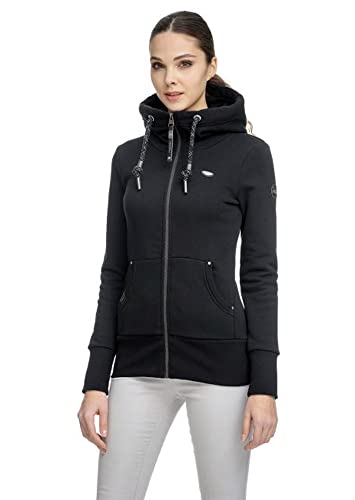 Ragwear NESKA Zip Damen Frauen Kapuzenjacke,Zip Hoodie,Kapuzenpullover,Sweatjacke,warm,Schwarz,M von Ragwear