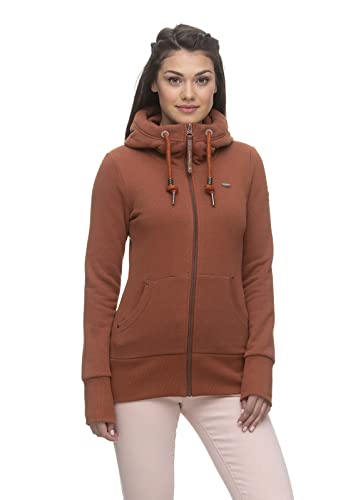 Ragwear NESKA Zip Damen Frauen Sweatjacke,Sweatshirt mit Reißverschluss,Zip Hoodie,Stehkragen,Braun,S von Ragwear