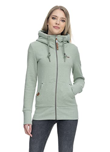 Ragwear NESKA Zip Damen Frauen Sweatjacke,Sweatshirt mit Reißverschluss,Zip Hoodie,Stehkragen,Grün,XL (DE/NL/SE/PL, Alphanumerisch, XS, Regular, Regular, grün) von Ragwear