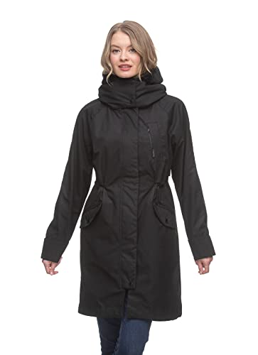 Ragwear NICCO Damen Frauen Mantel,Parka,Wintermantel,lange Jacke,Stehkragen,wasserabweisend,Schwarz,M von Ragwear