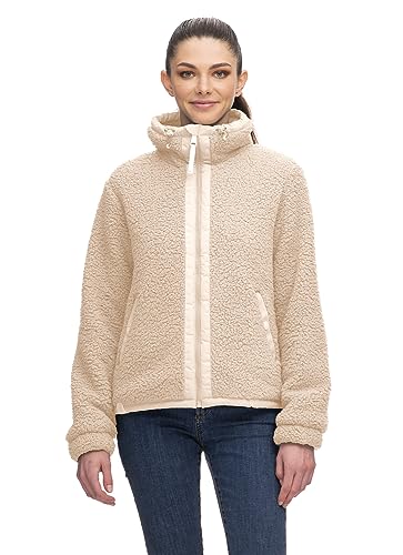 Ragwear NORDICKA Damen Frauen Sweatjacke,Fleece-Sweatjacke,Zip Hoodie,Stehkragen,Seitentaschen,Beige,XXL von Ragwear