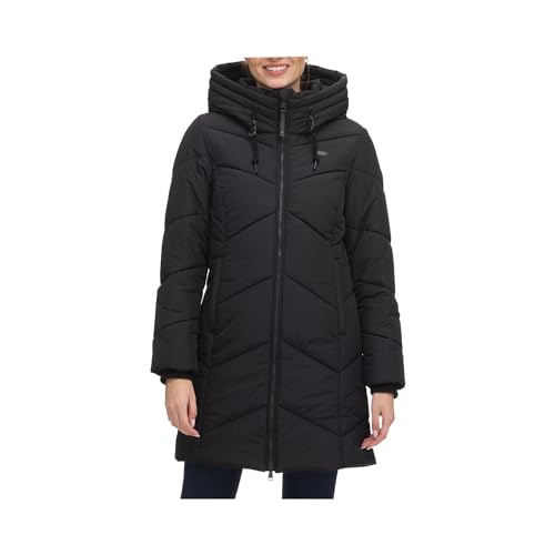 Ragwear NOVISTA Damen Frauen Mantel,Parka,Steppmantel,lange Jacke,Stehkragen,wasserdicht,Schwarz,L von Ragwear