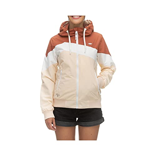 Ragwear NUGGIE BLOCK Damen Frauen Übergangsjacke,Jacke,Übergangsjacke mit Kapuze,wasserabweisend,Braun,S von Ragwear