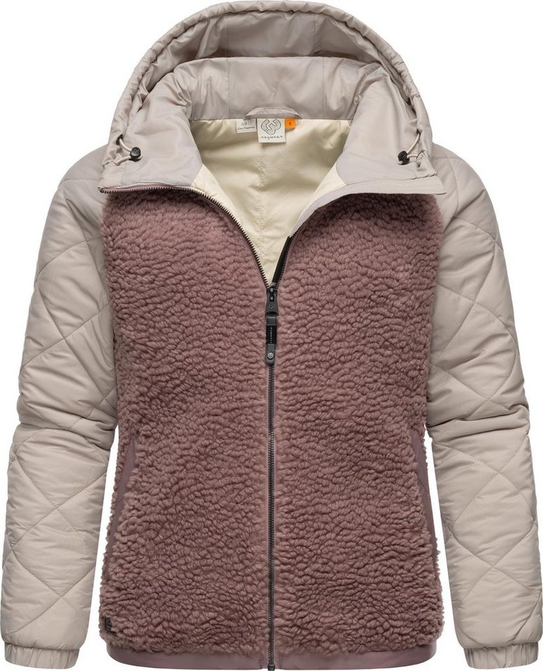 Ragwear Outdoorjacke Leeloo Damen Übergangsjacke aus Teddy-Kunstfell mit gesteppten Ärmeln von Ragwear