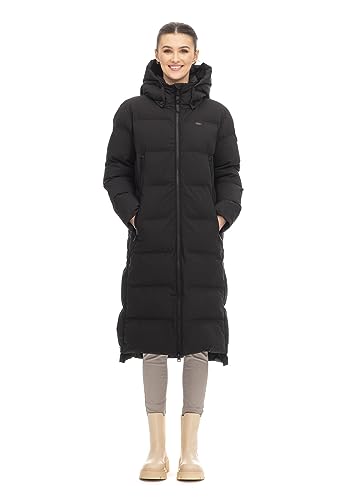 Ragwear PATRISE Damen Frauen Mantel,Parka,Steppmantel,lange Jacke,Stehkragen,wasserdicht,Schwarz,XS von Ragwear