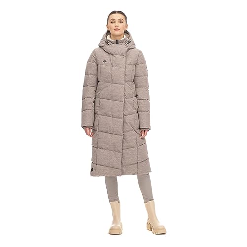 Ragwear PAVLA LONG Damen Frauen Mantel,Parka,Steppmantel,lange Jacke,Stehkragen,wasserdicht,Braun,S von Ragwear