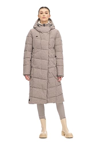 Ragwear PAVLA LONG Damen Frauen Mantel,Parka,Steppmantel,lange Jacke,Stehkragen,wasserdicht,Braun,XS von Ragwear