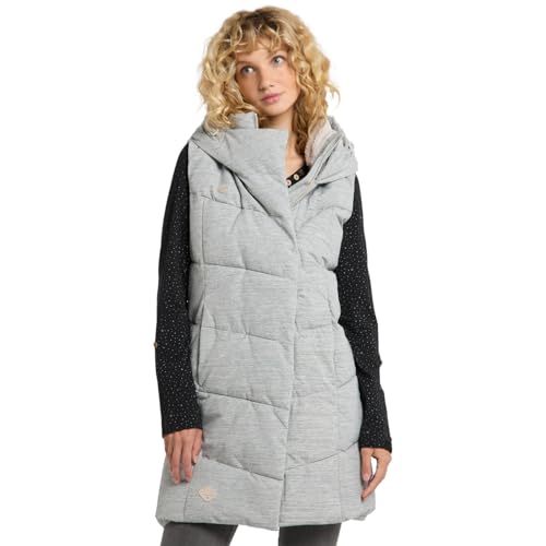 Ragwear PAVLA VEST Damen Frauen Weste,Stepp-Weste lang, Weste lang,ärmellos,Kapuze,Weiß,M von Ragwear