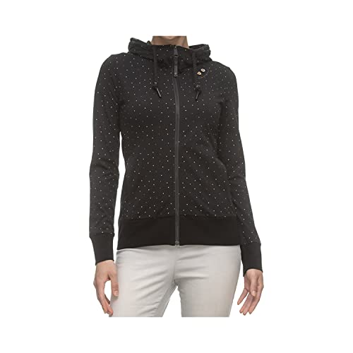 Ragwear PAYA DOTS Damen Frauen Kapuzenjacke,Zip Hoodie,Sweatjacke,Stehkragen,Seitentaschen,Schwarz,XL von Ragwear