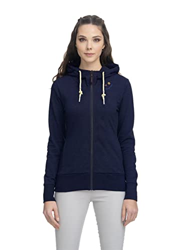 Ragwear PAYA Damen Frauen Sweatjacke,Sweatshirt mit Reißverschluss,Zip Hoodie,Kapuze,Stehkragen,Blau,M von Ragwear