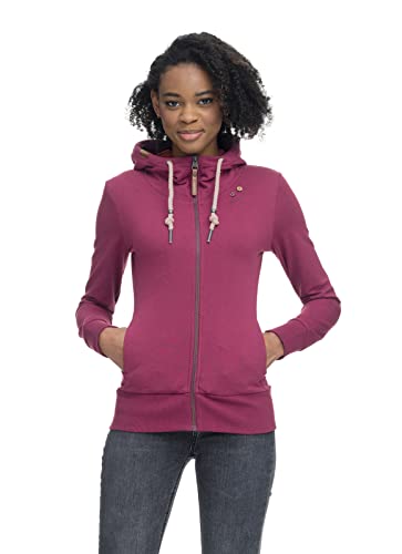 Ragwear PAYA Damen Frauen Sweatjacke,Sweatshirt mit Reißverschluss,Zip Hoodie,Kapuze,Stehkragen,Rot,XS von Ragwear