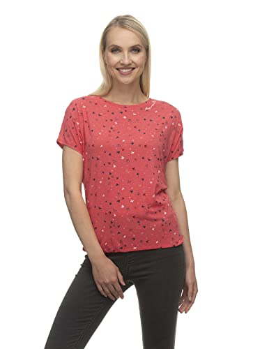 Ragwear PECORI Print Damen Frauen T-Shirt Rundhals,Shirt,Oberteil,Kurzarm,Rundausschnitt,Rot,L von Ragwear