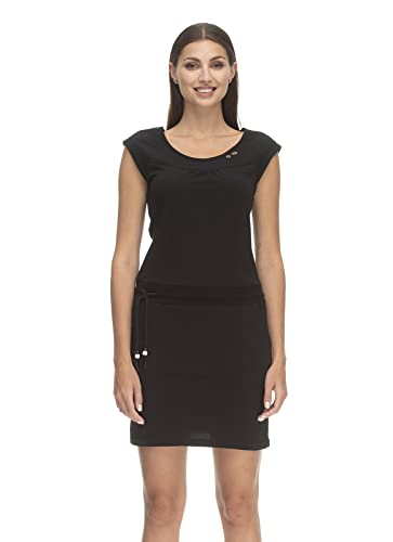 Ragwear PENELLOPE Damen Frauen Kurzarmkleid,Kleid,Freizeitkleid,Sommerkleid,Shirtkleid,Kurzarm,Gummizug,Schwarz,XS von Ragwear