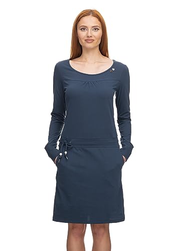 Ragwear PENELLOPE Damen Frauen Langarmkleid,Kleid,Freizeitkleid,Sommerkleid,Jerseykleid,Langarm,Rundhalsausschnitt,Taillengürtel,Blau,L von Ragwear