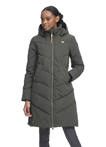 Ragwear REBELKA Damen Frauen Mantel,Parka,Steppmantel,lange Jacke,Stehkragen,wasserdicht,Grün,L von Ragwear