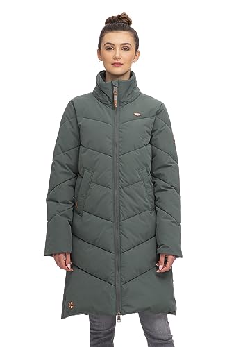 Ragwear REBELKA Damen Frauen Mantel,Parka,Steppmantel,lange Jacke,Stehkragen,wasserdicht,Grün,L von Ragwear