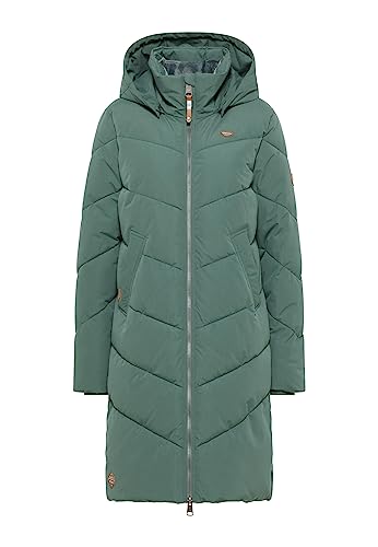 Ragwear REBELKA Damen Frauen Mantel,Parka,Steppmantel,lange Jacke,Stehkragen,wasserdicht,Grün,XL von Ragwear