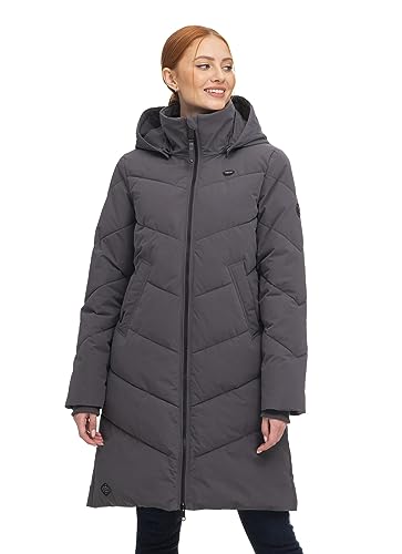 Ragwear REBELKA Damen Frauen Mantel,Parka,Steppmantel,lange Jacke,Stehkragen,wasserdicht,Grau,L von Ragwear