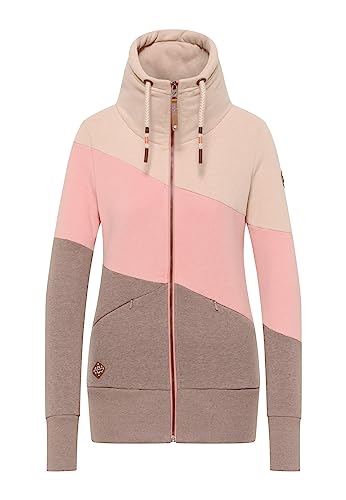 Ragwear RUMIKA Zip Damen Sweatjacke Shweatshirt mit Kapuze und Reißverschluss Übergangsjacke Sweater Hoody mit dreifarbigen Blockstreifen (DE/NL/SE/PL, Alphanumerisch, S, Regular, Regular, Sand) von Ragwear