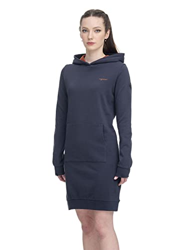 Ragwear RUPIE Organic Damen Frauen Langarmkleid,Kleid,Freizeitkleid,Sweatkleid,Sweatshirt-Kleid,Winterkleid,Kapuze,Blau,M von Ragwear