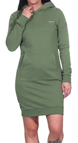 Ragwear RUPIE Organic Damen Frauen Langarmkleid,Kleid,Freizeitkleid,Sweatkleid,Sweatshirt-Kleid,Winterkleid,Kapuze,Grün,XL von Ragwear