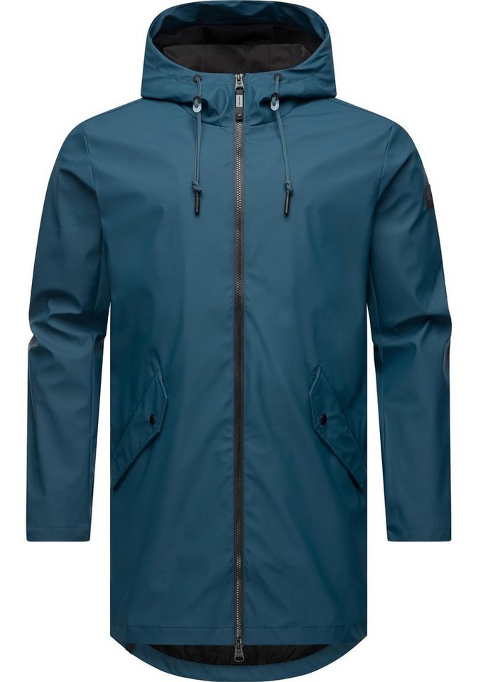 Ragwear Regenmantel Sanwoy Lange, wasserdichte Herren Regenjacke mit Kapuze von Ragwear