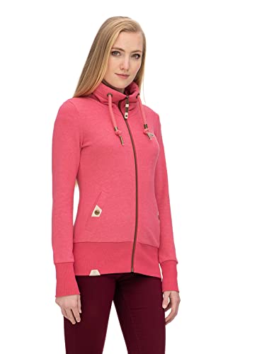 Ragwear Rylie Zip Damen Frauen Kapuzenpulli,Zip Hoodie,Sweatjacke,Stehkragen,Seitentaschen,Rosa,S von Ragwear