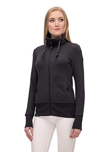 Ragwear Rylie Zip Damen Frauen Kapuzenpulli,Zip Hoodie,Sweatjacke,Stehkragen,Seitentaschen,Schwarz,L von Ragwear