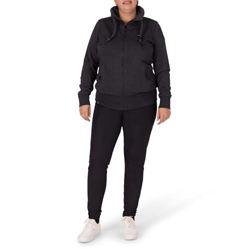 Ragwear Rylie Zip Plus Damen Frauen Kapuzenpulli,Zip Hoodie,Sweatjacke,Stehkragen,Seitentaschen,Schwarz,44 von Ragwear