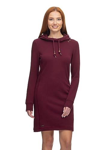 Ragwear SABREEN Damen Frauen Langarmkleid,Kleid,Freizeitkleid,Sweatkleid,Sweatshirt-Kleid,Winterkleid,Kapuze,Rot,M von Ragwear