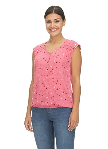 Ragwear SALTTY A Damen Frauen T-Shirt V-Ausschnitt,Shirt,Oberteil,Blusen-Shirt,Sommerbluse,ärmellos,Knopfleiste,Rosa,S von Ragwear