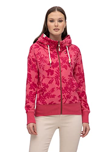 Ragwear Salmonberry B Damen Frauen Kapuzenpulli,Zip Hoodie,Sweatjacke,Stehkragen,Seitentaschen,Rosa,XL von Ragwear