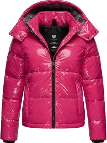Ragwear Shiny Damen Winterjacke warm aus glänzendem Material mit (Abnehmbarer) Kapuze Roobie YOUMODO Fuchsia Gr. XXL von Ragwear