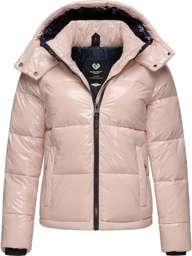 Ragwear Shiny Damen Winterjacke warm aus glänzendem Material mit (Abnehmbarer) Kapuze Roobie YOUMODO Light Pink Gr. M von Ragwear