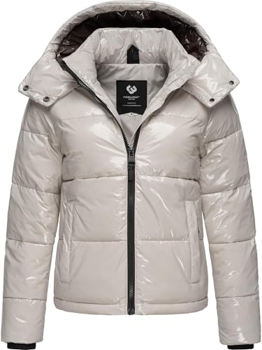 Ragwear Shiny Damen Winterjacke warm aus glänzendem Material mit (Abnehmbarer) Kapuze Roobie YOUMODO Zinc Gr. M von Ragwear