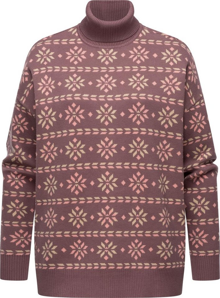 Ragwear Stehkragenpullover Danika Organic Damen Pullover mit winterlichem Muster-Print von Ragwear