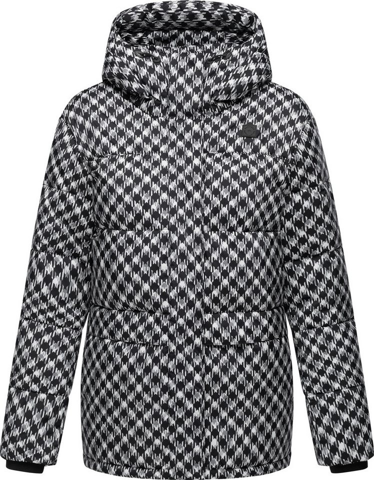 Ragwear Steppjacke Wikesh Print Wasserdichte Damen Winterjacke mit Hahnentritt-Muster von Ragwear