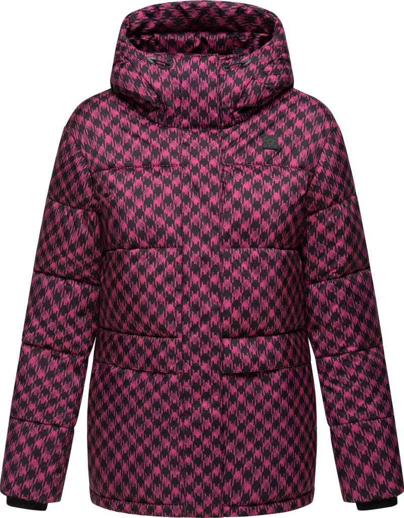 Ragwear Steppjacke "Wikesh Print" mit Kapuze Wasserdichte Damen Winterjacke mit Hahnentritt-Muster von Ragwear