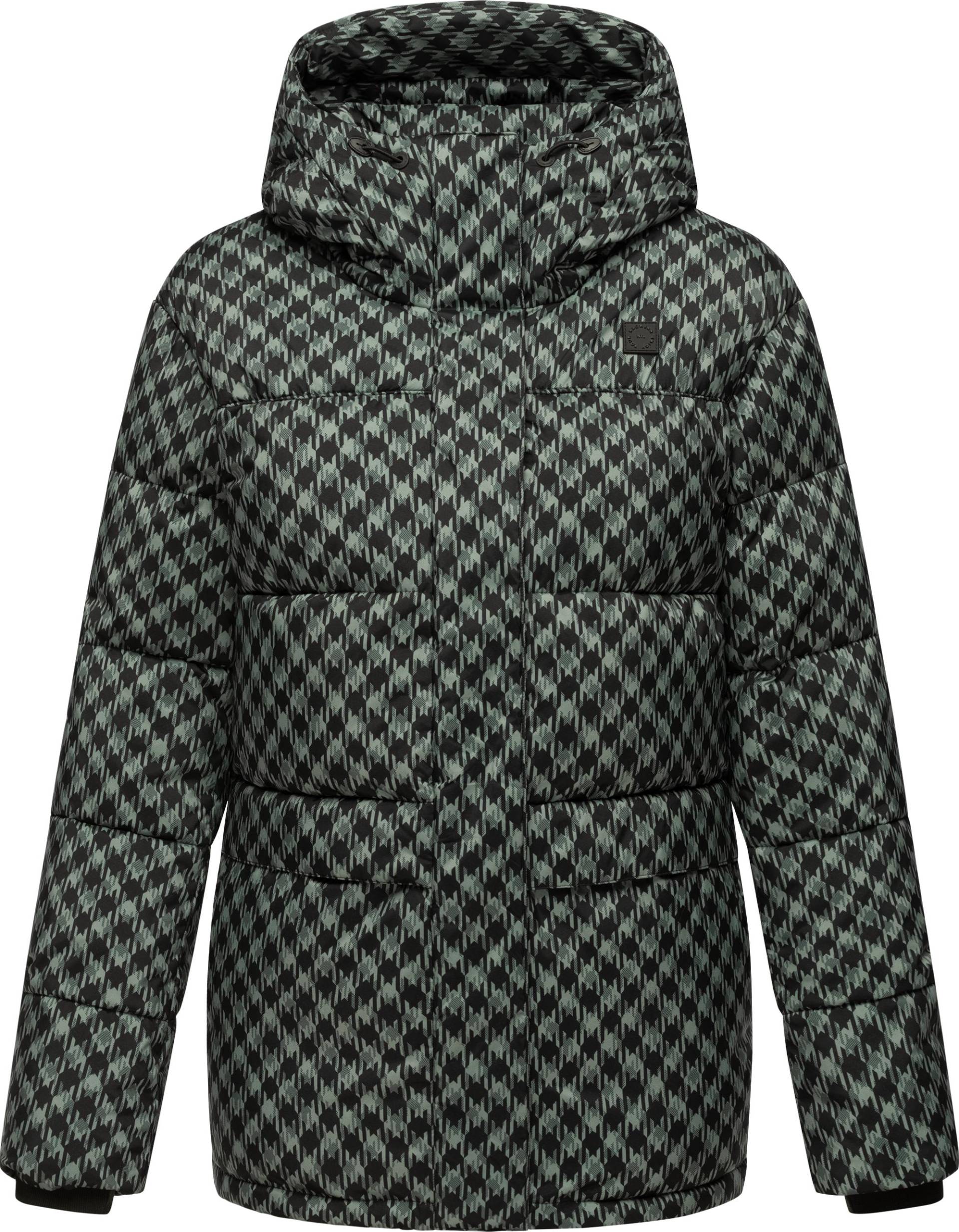 Ragwear Steppjacke "Wikesh Print" mit Kapuze Wasserdichte Damen Winterjacke mit Hahnentritt-Muster von Ragwear