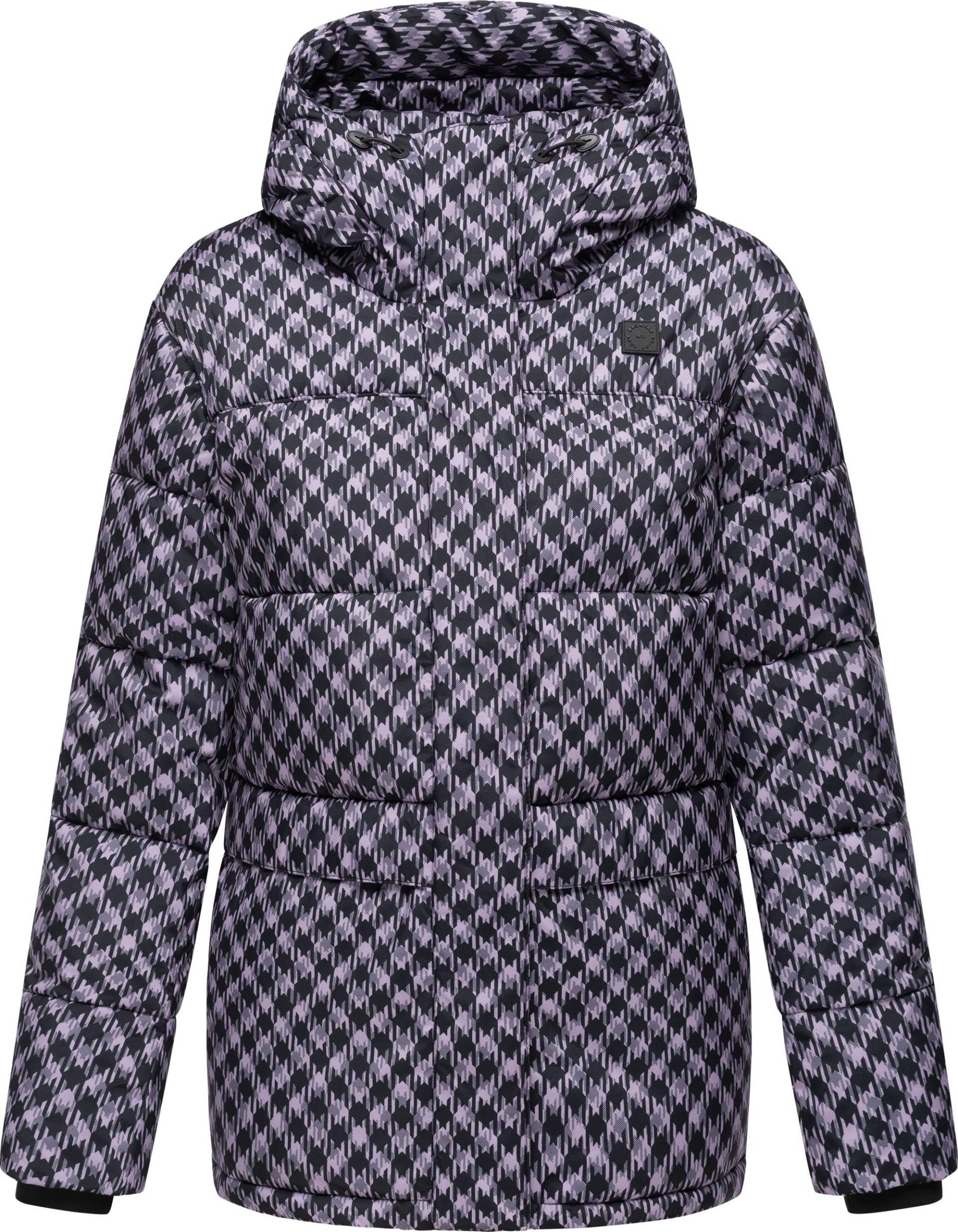 Ragwear Steppjacke "Wikesh Print" mit Kapuze Wasserdichte Damen Winterjacke mit Hahnentritt-Muster von Ragwear