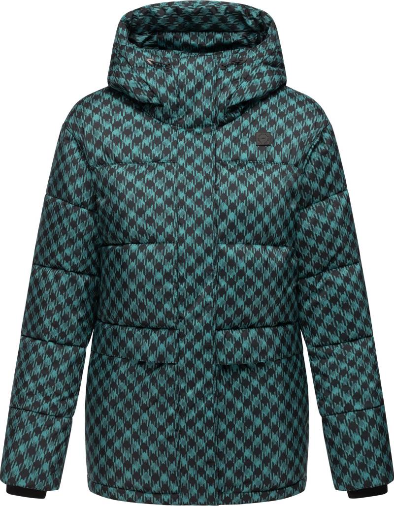 Ragwear Steppjacke "Wikesh Print" mit Kapuze Wasserdichte Damen Winterjacke mit Hahnentritt-Muster von Ragwear