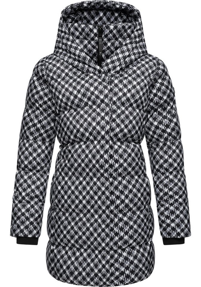 Ragwear Steppmantel Niara Print wasserdichter Mantel mit angesagtem Hahnentritt Muster von Ragwear
