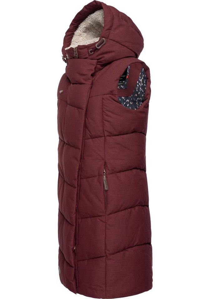 Ragwear Steppweste Pavla Vest stylische Winterweste mit Teddyfutter und Kapuze von Ragwear