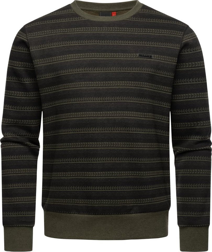 Ragwear Streifenpullover Inddie Print stylischer Herren Sweatpullover mit Rippbündchen von Ragwear