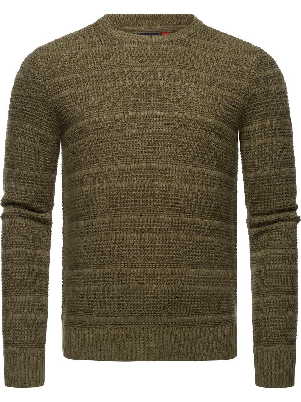 Ragwear Strickpullover Herren Baumwolle gestreift, oliv von Ragwear