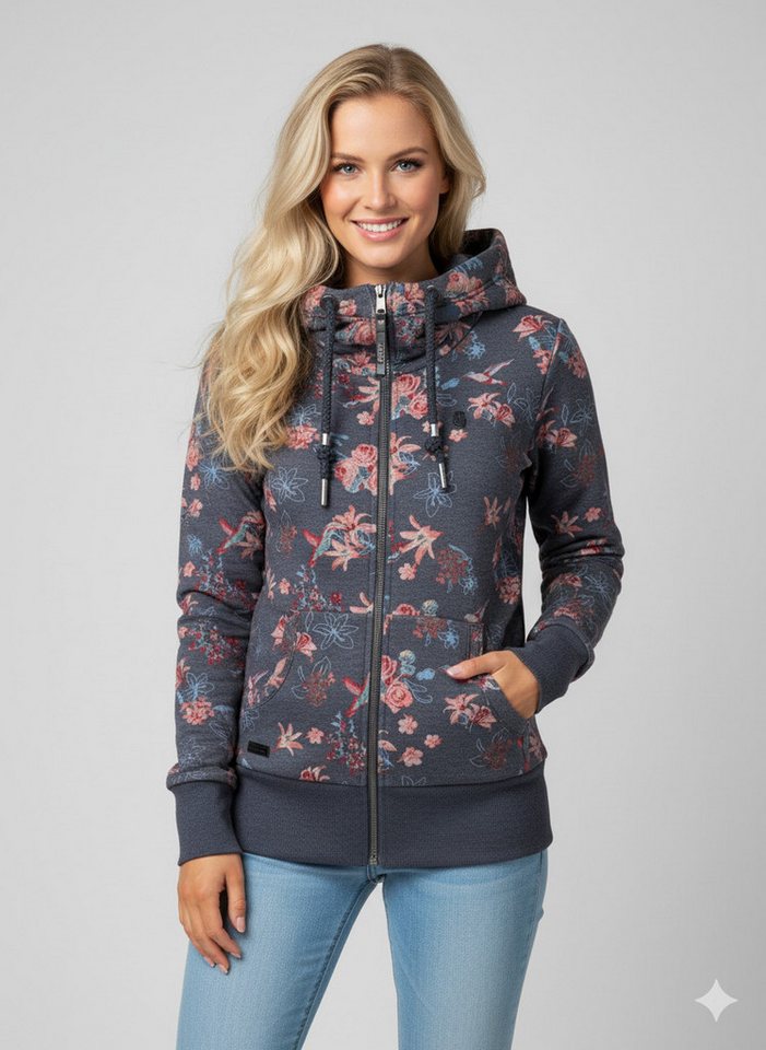 Ragwear Sweatjacke NESKA ZIP FLOWERS O mit extra breiten Bündchen von Ragwear